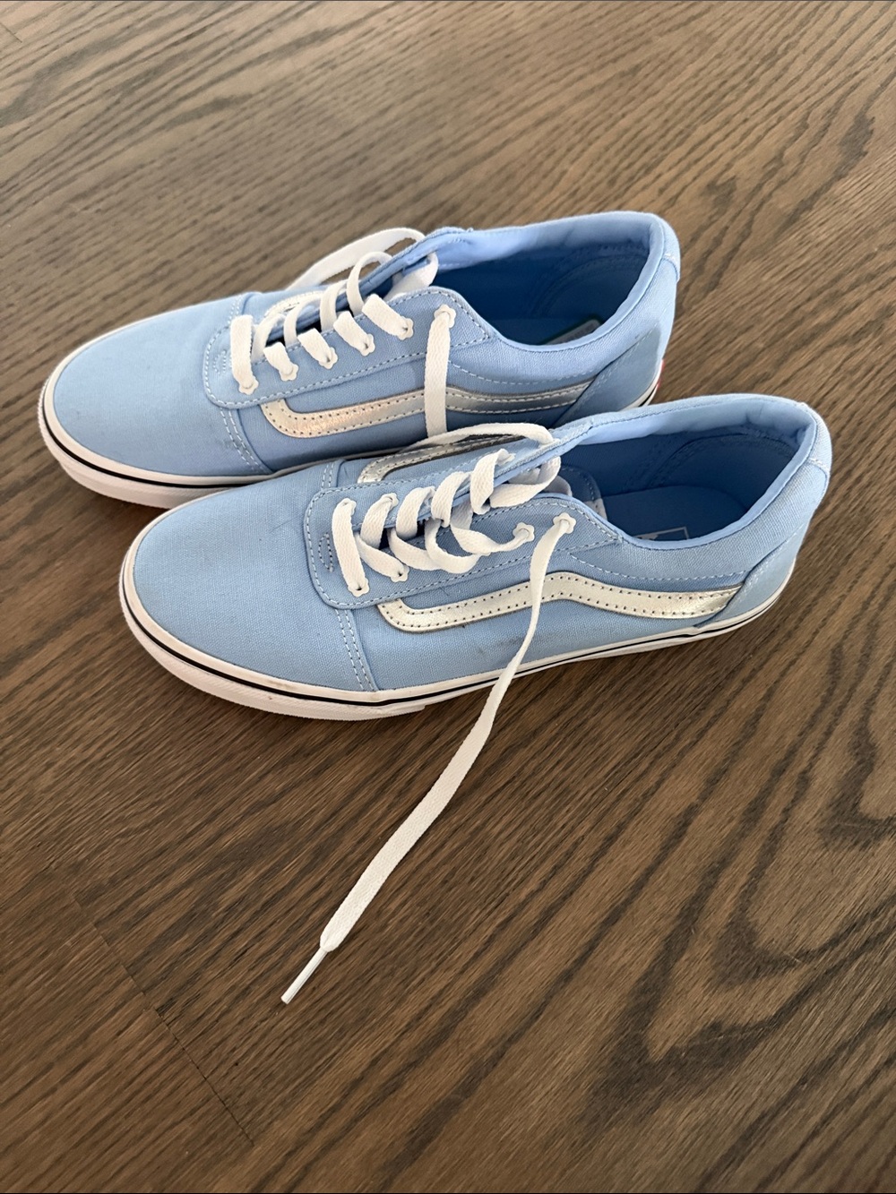 Vans Light Blue Canvas Low-Top Sneakers with White Stripe NWT